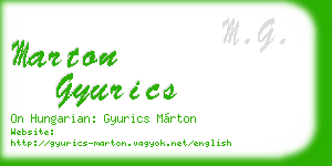 marton gyurics business card